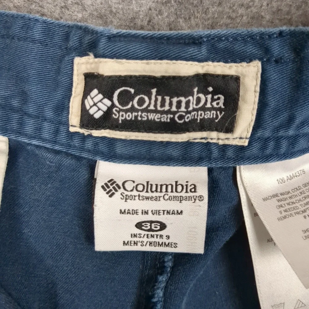 Columbia Mens Blue Cargo Shorts Size 36 Hiking Outdoor‎ Utility 9 Inseam